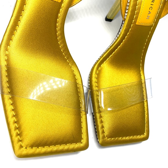 Good American Yellow Crush Slingback Rhinestone Lucite Sandals - Picture 7 of 9